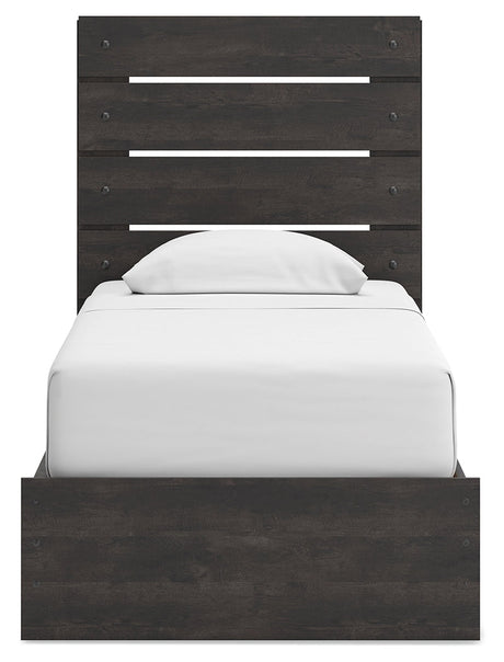 Hollivern Dark Gray Twin Panel Bed with Storage by Ashley at Eve Furniture