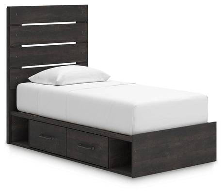 Hollivern Dark Gray Twin Panel Bed with Storage by Ashley at Eve Furniture