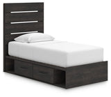 Hollivern Dark Gray Twin Panel Youth Bed w/Storage by Ashley at Eve Furniture