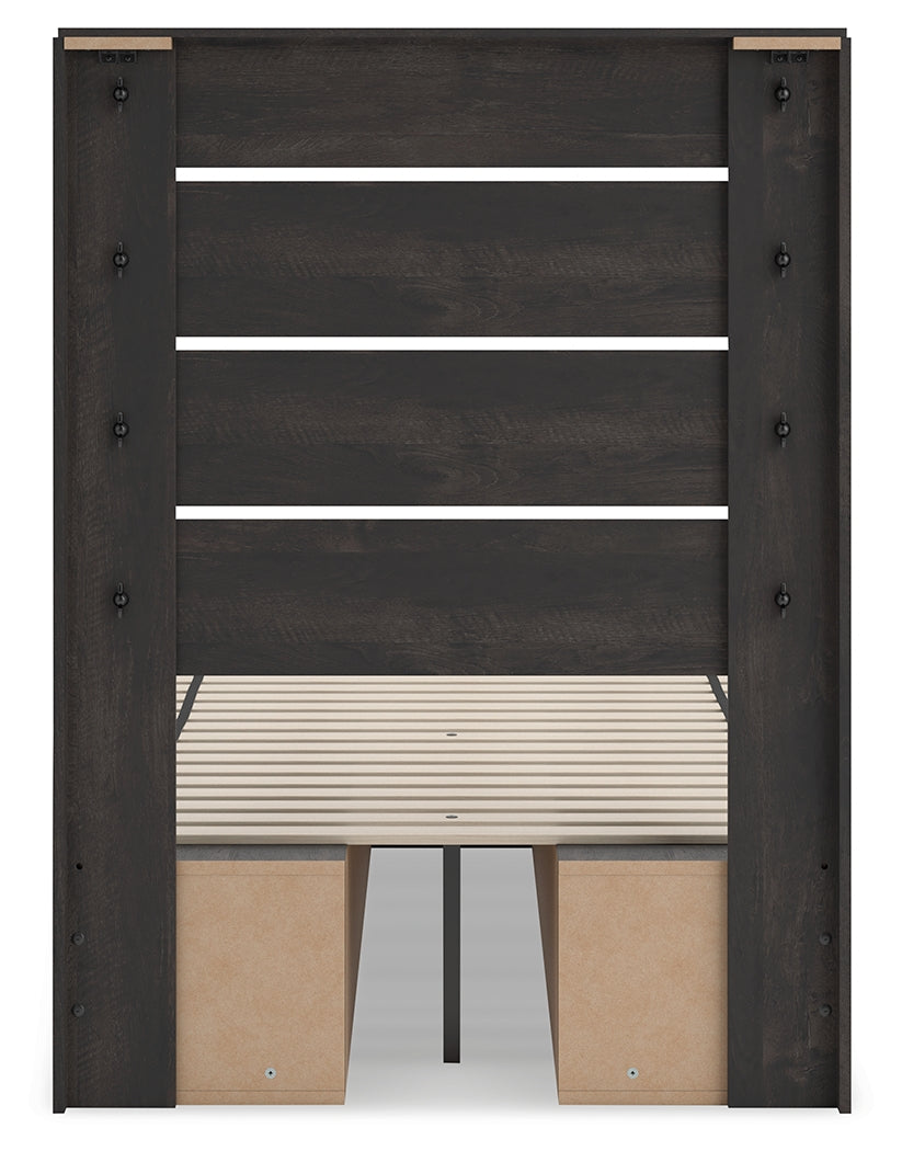 Hollivern Dark Gray Twin Panel Youth Bed w/Storage by Ashley at Eve Furniture