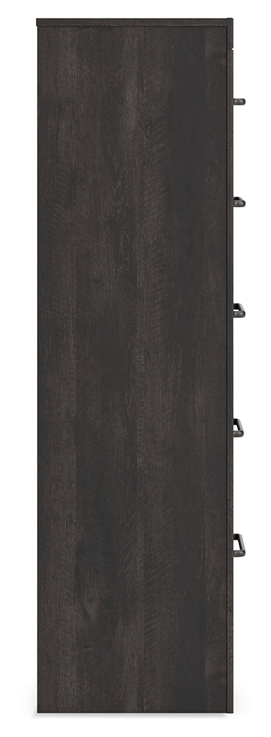 Hollivern Full Panel Bed with Storage with Mirrored Dresser and Chest in Dark Gray by Ashley at Eve Furniture