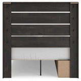 Hollivern Full Panel Bed with Storage with Mirrored Dresser and Chest in Dark Gray by Ashley at Eve Furniture