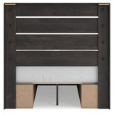 Hollivern Full Panel Bed with Storage with Mirrored Dresser and Chest in Dark Gray by Ashley at Eve Furniture