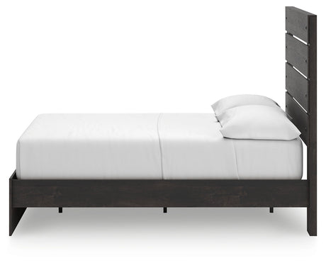 Hollivern Full Panel Bed with Storage with Mirrored Dresser and Chest in Dark Gray by Ashley at Eve Furniture
