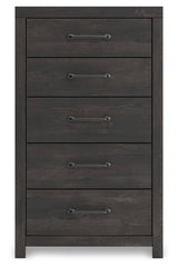 Hollivern Full Panel Bed with Storage with Mirrored Dresser and Chest in Dark Gray by Ashley at Eve Furniture