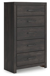 Hollivern Full Panel Bed with Storage with Mirrored Dresser and Chest in Dark Gray by Ashley at Eve Furniture