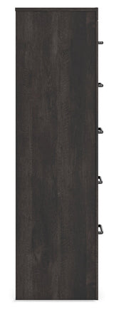 Hollivern Full Panel Bed with Storage with Mirrored Dresser, Chest and 2 Nightstands in Dark Gray by Ashley at Eve Furniture