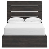 Hollivern Full Panel Bed with Storage with Mirrored Dresser, Chest and 2 Nightstands in Dark Gray by Ashley at Eve Furniture