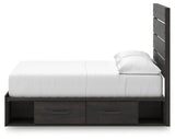 Hollivern Full Panel Bed with Storage with Mirrored Dresser, Chest and 2 Nightstands in Dark Gray by Ashley at Eve Furniture