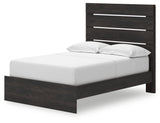 Hollivern Full Panel Bed with Storage with Mirrored Dresser, Chest and 2 Nightstands in Dark Gray by Ashley at Eve Furniture