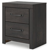 Hollivern Full Panel Bed with Storage with Mirrored Dresser, Chest and 2 Nightstands in Dark Gray by Ashley at Eve Furniture