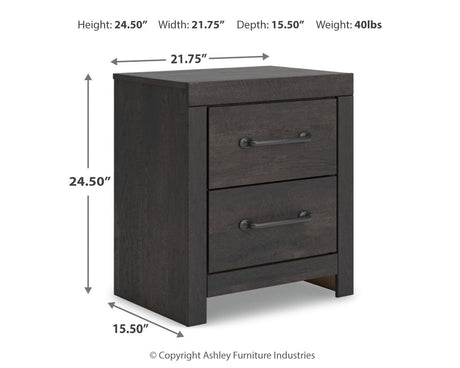 Hollivern Full Panel Bed with Storage with Mirrored Dresser, Chest and 2 Nightstands in Dark Gray by Ashley at Eve Furniture