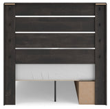 Hollivern Full Panel Bed with Storage with Mirrored Dresser, Chest and 2 Nightstands in Dark Gray by Ashley at Eve Furniture