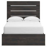 Hollivern Full Panel Bed with Storage with Mirrored Dresser, Chest and Nightstand in Dark Gray by Ashley at Eve Furniture