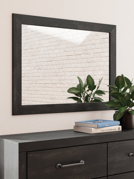 Hollivern Full Panel Bed with Storage with Mirrored Dresser, Chest and Nightstand in Dark Gray by Ashley at Eve Furniture