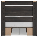 Hollivern Full Panel Bed with Storage with Mirrored Dresser, Chest and Nightstand in Dark Gray by Ashley at Eve Furniture