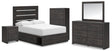 Hollivern Full Panel Bed with Storage with Mirrored Dresser, Chest and Nightstand in Dark Gray by Ashley at Eve Furniture