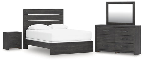 Hollivern Queen Panel Bed, Dresser, Mirror and Nightstand by Ashley at Eve Furniture