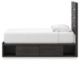 Hollivern Twin Panel Bed with Storage with Mirrored Dresser, Chest and Nightstand in Dark Gray by Ashley at Eve Furniture