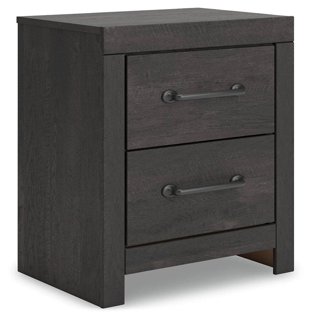 Hollivern Twin Panel Bed with Storage with Mirrored Dresser, Chest and Nightstand in Dark Gray by Ashley at Eve Furniture