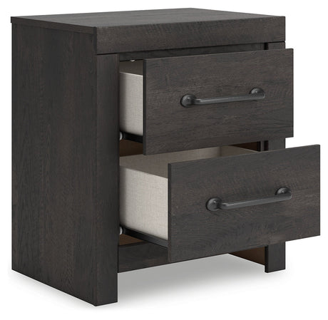 Hollivern Twin Panel Bed with Storage with Mirrored Dresser, Chest and Nightstand in Dark Gray by Ashley at Eve Furniture