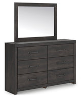 Hollivern Twin Panel Bed with Storage with Mirrored Dresser, Chest and Nightstand in Dark Gray by Ashley at Eve Furniture