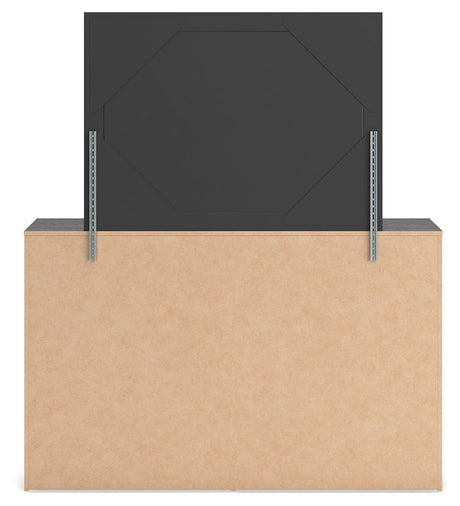 Hollivern Twin Panel Storage Bed with Mirrored Dresser and Chest in Dark Gray by Ashley at Eve Furniture