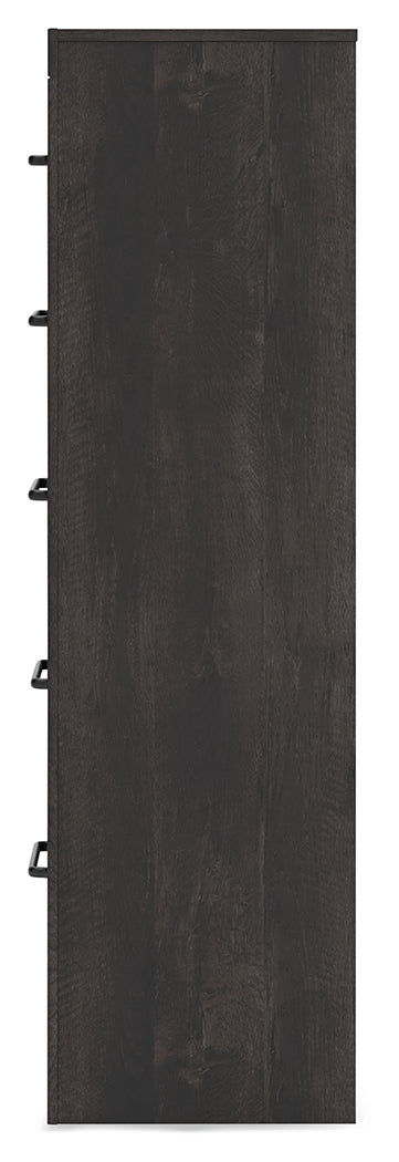 Hollivern Twin Panel Storage Bed with Mirrored Dresser, Chest and 2 Nightstands in Dark Gray by Ashley at Eve Furniture