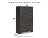 Hollivern Twin Panel Storage Bed with Mirrored Dresser, Chest and 2 Nightstands in Dark Gray by Ashley at Eve Furniture