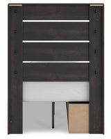 Hollivern Twin Panel Storage Bed with Mirrored Dresser, Chest and 2 Nightstands in Dark Gray by Ashley at Eve Furniture