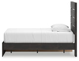 Hollivern Twin Panel Storage Bed with Mirrored Dresser, Chest and 2 Nightstands in Dark Gray by Ashley at Eve Furniture