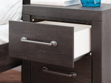 Hollivern Twin Panel Storage Bed with Mirrored Dresser, Chest and 2 Nightstands in Dark Gray by Ashley at Eve Furniture
