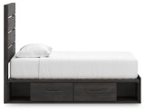 Hollivern Twin Panel Storage Bed with Mirrored Dresser, Chest and Nightstand in Dark Gray by Ashley at Eve Furniture