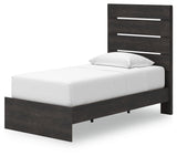 Hollivern Twin Panel Storage Bed with Mirrored Dresser, Chest and Nightstand in Dark Gray by Ashley at Eve Furniture