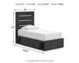 Hollivern Twin Panel Storage Bed with Mirrored Dresser, Chest and Nightstand in Dark Gray by Ashley at Eve Furniture