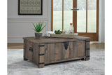 Hollum Rustic Brown Lift-top Coffee Table and 2 End Tables by Ashley at Eve Furniture