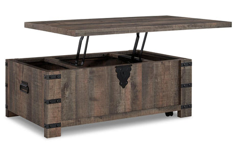 Hollum Rustic Brown Lift-Top Coffee Table by Ashley at Eve Furniture