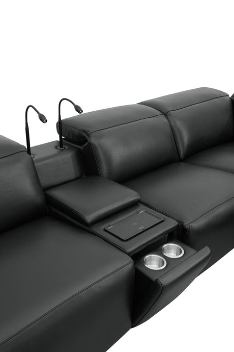 Holly Black Power Reclining Corner Sectional by New Era Innovations at Eve Furniture