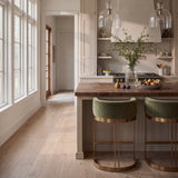 Hollyfield Backless 28.7in Seat Bar Stool | Olive Fabric w/ Gold Metal by Mercana at Eve Furniture