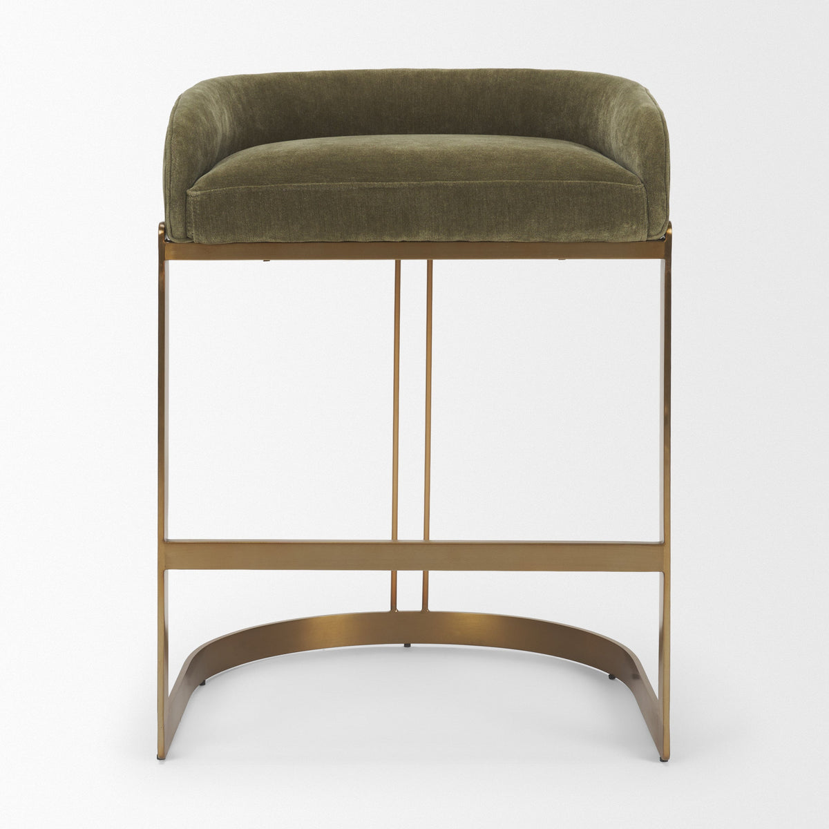 Hollyfield Backless 28.7in Seat Bar Stool | Olive Fabric w/ Gold Metal by Mercana at Eve Furniture