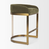 Hollyfield Backless 28.7in Seat Bar Stool | Olive Fabric w/ Gold Metal by Mercana at Eve Furniture