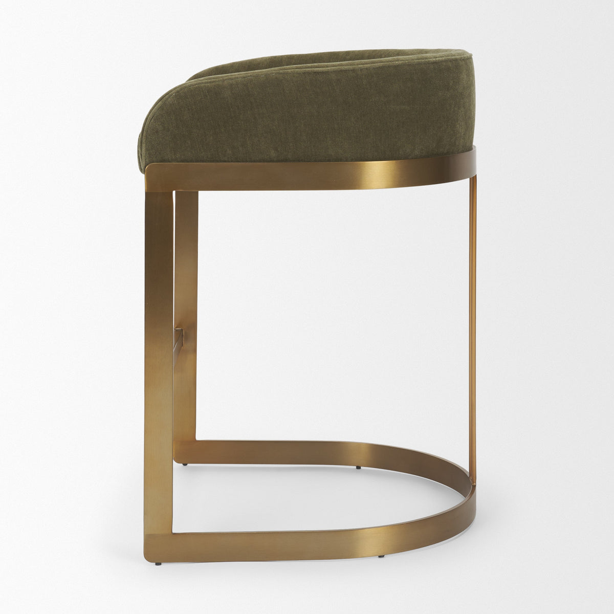 Hollyfield Backless 28.7in Seat Bar Stool | Olive Fabric w/ Gold Metal by Mercana at Eve Furniture