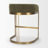 Hollyfield Backless 28.7in Seat Bar Stool | Olive Fabric w/ Gold Metal by Mercana at Eve Furniture