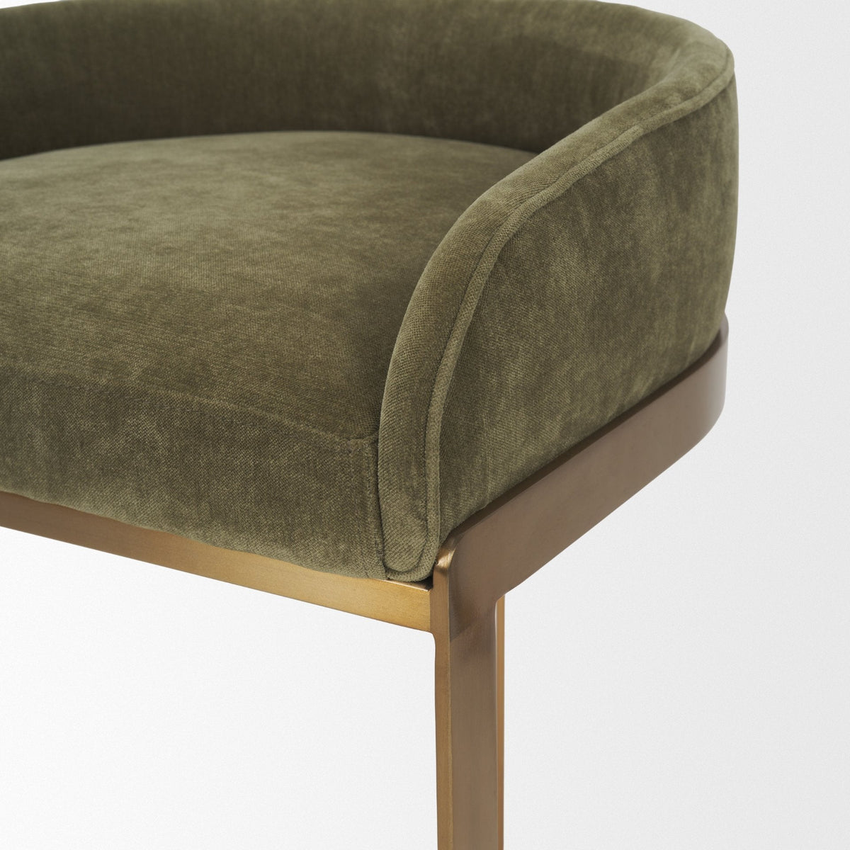 Hollyfield Backless 28.7in Seat Bar Stool | Olive Fabric w/ Gold Metal by Mercana at Eve Furniture