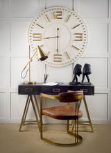 Hollyfield I Brown Leather Seat Gold Iron Frame Dining Chair by Mercana at Eve Furniture