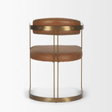 Hollyfield I Brown Leather Seat Gold Iron Frame Dining Chair by Mercana at Eve Furniture