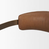Hollyfield I Brown Leather Seat Gold Iron Frame Dining Chair by Mercana at Eve Furniture