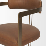 Hollyfield I Brown Leather Seat Gold Iron Frame Dining Chair by Mercana at Eve Furniture