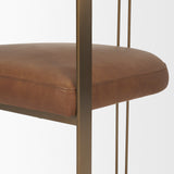 Hollyfield I Brown Leather Seat Gold Iron Frame Dining Chair by Mercana at Eve Furniture
