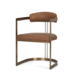 Hollyfield I Brown Leather Seat Gold Iron Frame Dining Chair by Mercana at Eve Furniture
